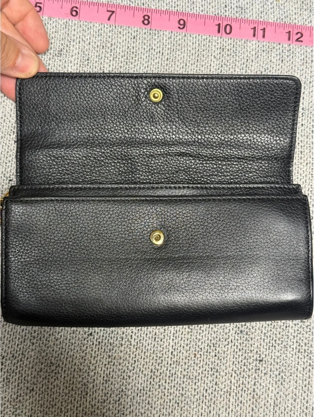 Chloe Black Leather Wallet with Gold Chain Detail